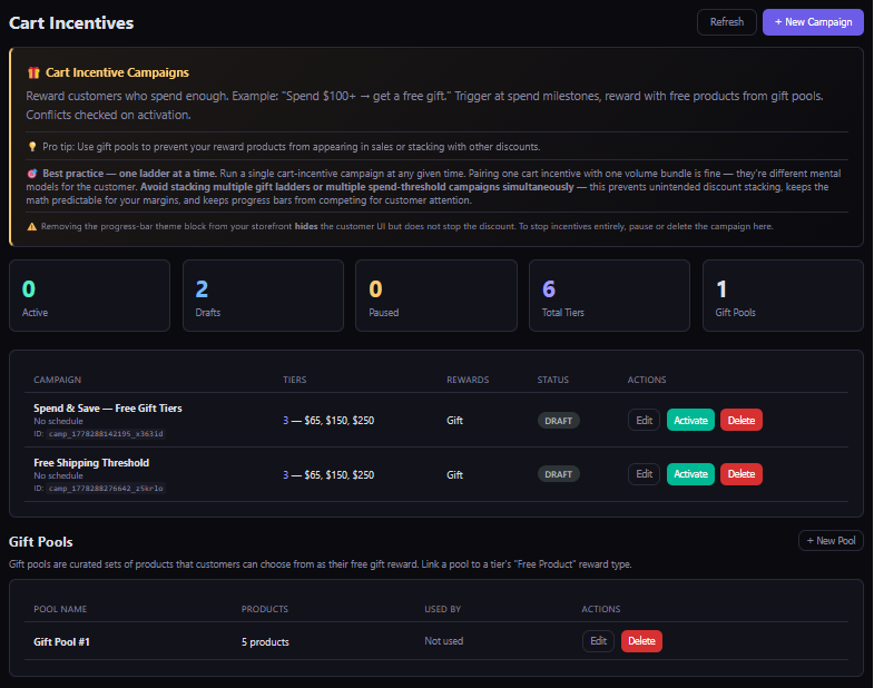 PromoGard cart incentive campaigns